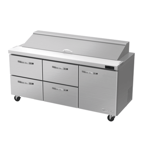 Blue Air BLPT72-D4LM-HC 72-Inch 4-Drawer Sandwich and Salad Prep Table with Door
