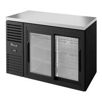True TBR48-RISZ1-L-B-11-1 48" Two-Section Glass Sliding Door Back Bar Cooler - Black/Stainless