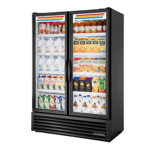 True Refrigeration FLM-54~TSL01 54-Inch Black Two-Door Refrigerated Display Merchandiser