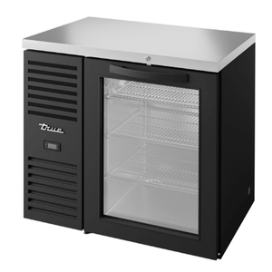 True Refrigeration TBR36-RISZ1-L-B-G-1 36" Black Glass Door Back Bar Cooler with Stainless Top