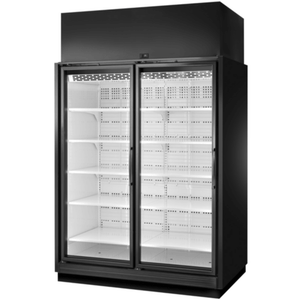 True TRM2M-YN-BLK-WHT-1BLKLL-4 66.38" 2-Section Glass Door Merchandiser Refrigerator