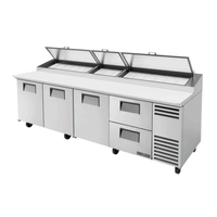 True Refrigeration TPP-AT-119D-2-HC 119.25-Inch Refrigerated Pizza Preparation Table with Doors and Drawers