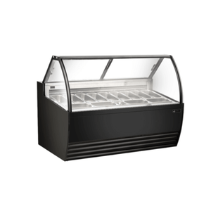 EFI FIGCB-7052 69.4-Inch Black Curved Glass Gelato Dipping Cabinet