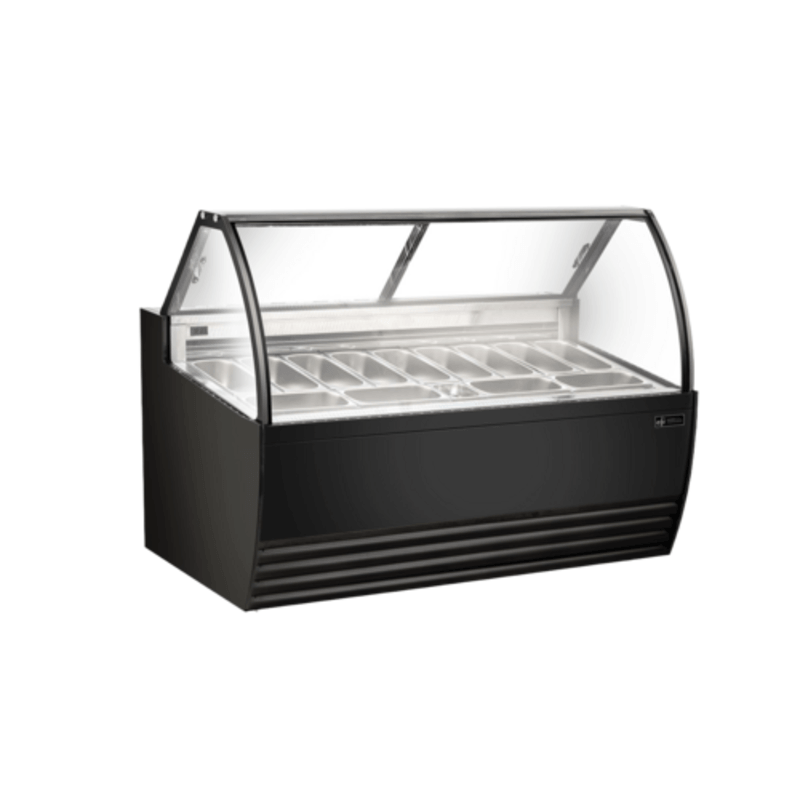 EFI FIGCB-7052 69.4-Inch Black Curved Glass Gelato Dipping Cabinet