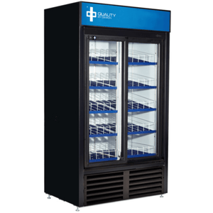 QBD 44.38" Black Glass Sliding Door Merchandiser Refrigerator CD38-HC