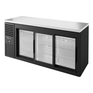 True TBR72-RISZ1-L-B-111-1 72" Three-Door Sliding Glass Back Bar Cooler