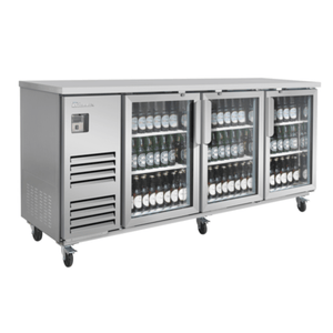 Blue Air BLBB90-4SG-HC 90-Inch 3-Glass Door Commercial Back Bar Refrigerator