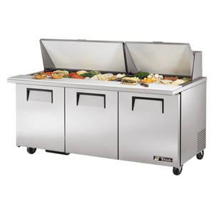 True TSSU-72-30M-B-ST-HC 72-Inch Mega Top Sandwich/Salad Prep Unit with 3 Doors