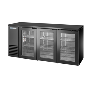 True TBB24-72-3G-Z1-BST-B-1 72-1/8" Glass Swing Door Back Bar Refrigerator in Black