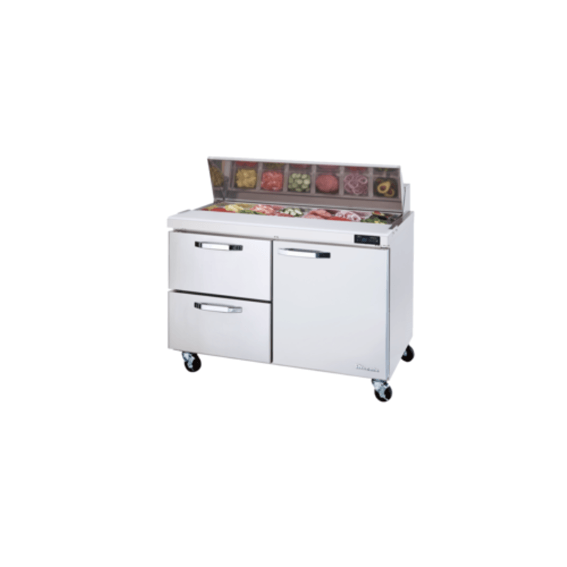 Blue Air BLPT60-D2L-HC 60.5-Inch Refrigerated Sandwich and Salad Prep Table with Two Drawers and One Door