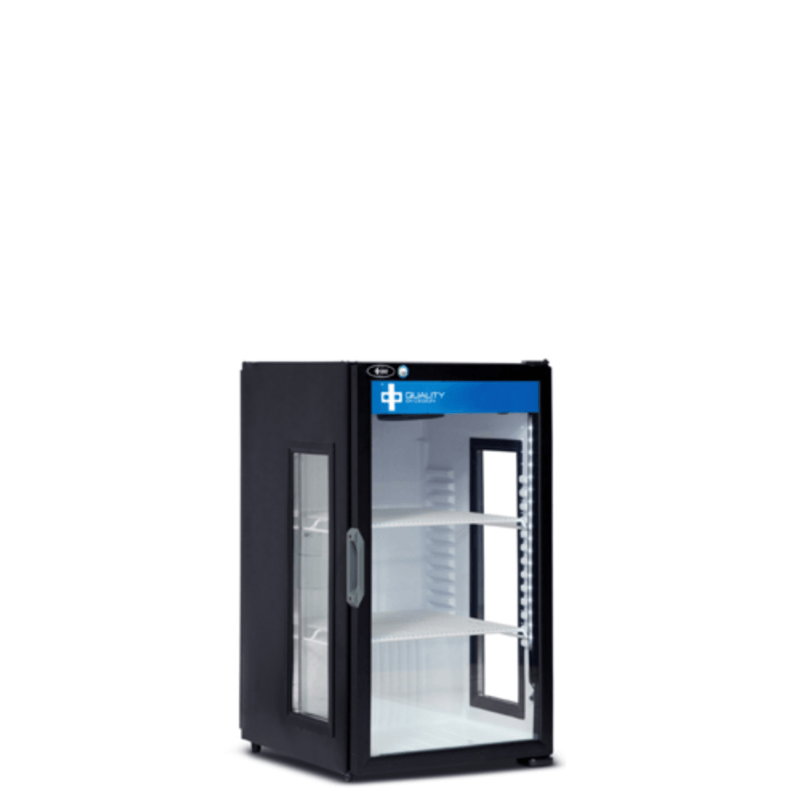 QBD DC7HG-HC Black 21.4-Inch Countertop Display Refrigerator with Side Glass