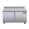 Maxx Cold MVR48MHC 48 inch refrigerated sandwich prep station with stainless steel finish.