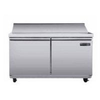 Maxx Cold MVR48MHC 48 inch refrigerated sandwich prep station with stainless steel finish.