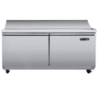 Maxx Cold MVR60SHC 61.2" Sandwich Salad Prep Station with stainless steel finish and cutting board.