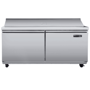 Maxx Cold MVR60SHC 61.2" Sandwich Salad Prep Station with stainless steel finish and cutting board.