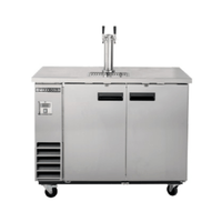 Maxx Cold MXBD48-1SHC 48-inch self-contained keg cooler with stainless steel finish, designed for beer dispensing.