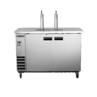 Maxx Cold MXBD60-2SHC 60-inch dual tower beer dispenser for bars and restaurants with dual taps and stainless steel finish.
