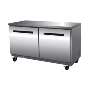 Maxx Cold MXCR48UHC 48" Commercial Undercounter Refrigerator 12 Cu. Ft. with stainless steel finish and dual doors.