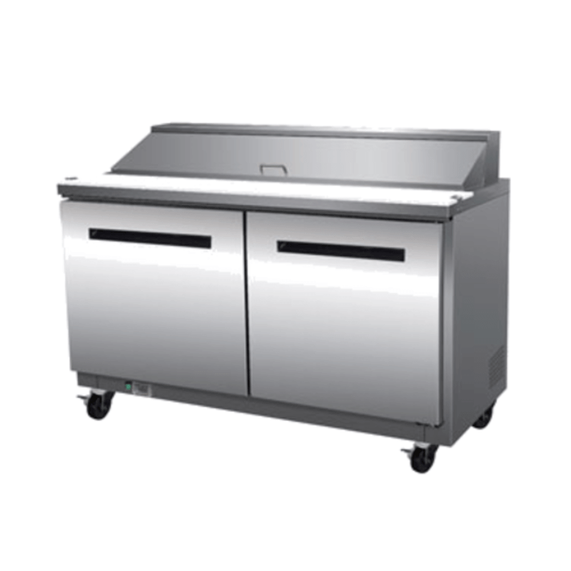 Maxx Cold MXCR60SHC 60-inch Refrigerated Salad and Sandwich Prep Table with two sections and ample storage.