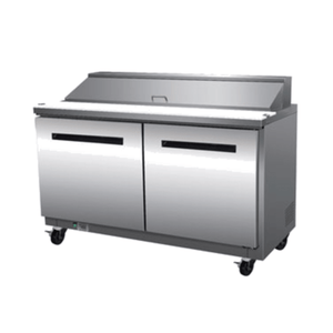Maxx Cold MXCR60SHC 60-inch Refrigerated Salad and Sandwich Prep Table with two sections and ample storage.