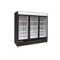 Maxx Cold MXM3-72RBHC 3-Door Commercial Glass Door Refrigerator with glass doors and shelves, 72 Cu. Ft. capacity.