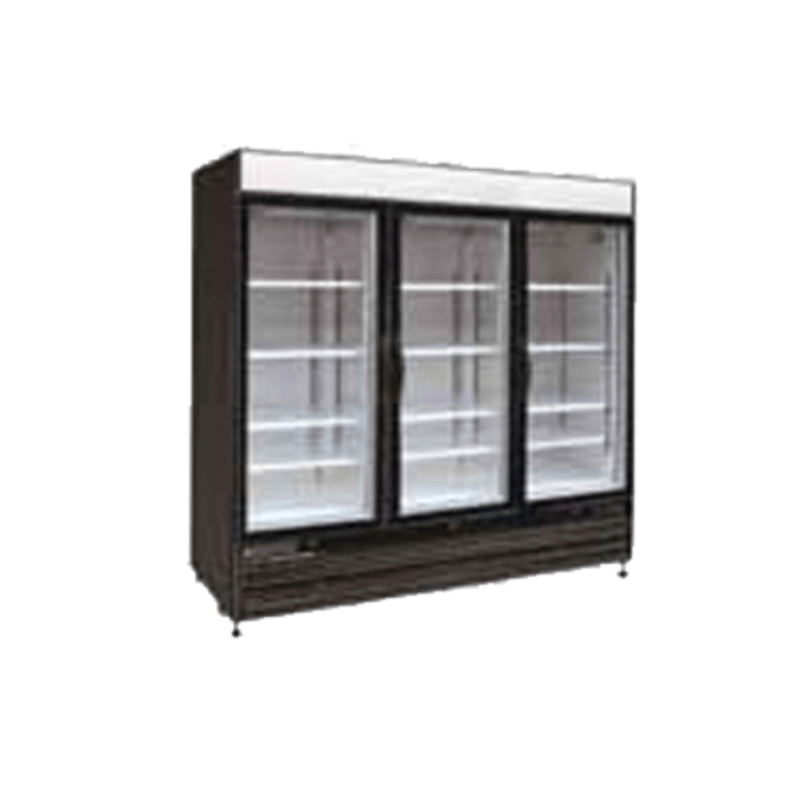 Maxx Cold MXM3-72RBHC 3-Door Commercial Glass Merchandiser Refrigerator - 72 Cu. Ft.