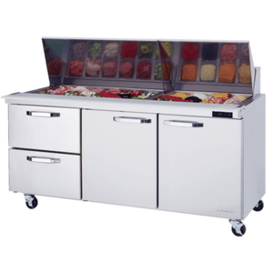 Blue Air BLMT72-D2L-HC 72-Inch Mega Top Refrigerated Sandwich and Salad Prep Unit