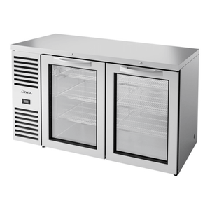 True Refrigeration TBR60-RISZ1-L-S-GG-1 60" 2-Door Glass Back Bar Refrigerator