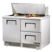 True TFP-48-18M-D-2-HC 48.13" Two-Section Mega Top Prep Refrigerator with Door and Drawers