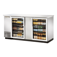 True TBB-3G-S-HC-LD 69-1/8" Stainless Steel Glass Door Back Bar Refrigerator