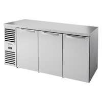 True Refrigeration TBR72-RISZ1-L-S-SSS-1 72" 3-Door Solid Stainless Steel Back Bar Cooler