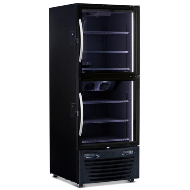 Minus Forty 22-UDGH-L2-BK-BI 30-Inch Hybrid Refrigerator and Freezer Glass Door Merchandiser