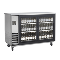 Blue Air BLNBB-60SG-SL-HC 61-Inch Narrow Depth Refrigerated Back Bar Cooler with Sliding Glass Doors