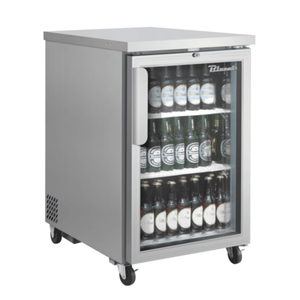Blue Air BLBB23-1SG-HC 24-1/8" Stainless Steel Glass Door Back Bar Refrigerator