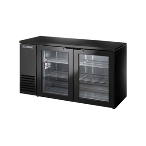 True TBB24-60-2G-Z1-BST-B-1 60-1/8" Glass Door Refrigerated Back Bar Cabinet, Black