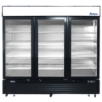 Atosa MCF8724GR 3-Door Glass Merchandising Refrigerator - 81.9-Inch Black Steel