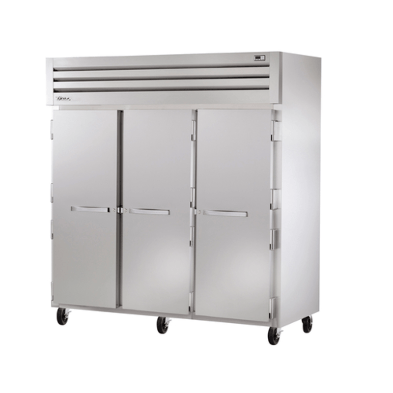 True 77.75" 3-Section Solid Door Reach-In Refrigerator STG3R-3S-HC