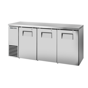True Refrigeration TBB24-72-3S-Z1-SFT-S-1 72-1/8" Three-Door Solid Stainless Back Bar Cooler