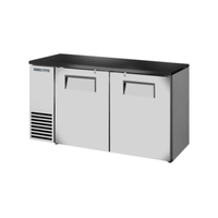 True TBB24-60-2S-Z1-BST-S-1 60-1/8" Stainless Steel 2-Section Solid Door Back Bar Refrigerator