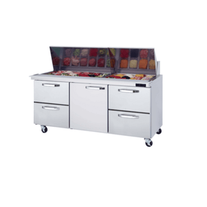 Blue Air BLMT72-D4RL-HC 72-Inch Commercial Mega Top Prep Table with 1 Door and 4 Drawers
