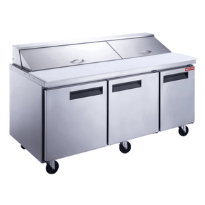 New Air NPT-072-SA 72.5-Inch 3-Door Refrigerated Salad and Sandwich Prep Table