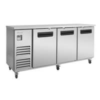 Blue Air BLBB90-4S-HC 90" Solid 3-Door Stainless Steel Refrigerated Back Bar Cabinet