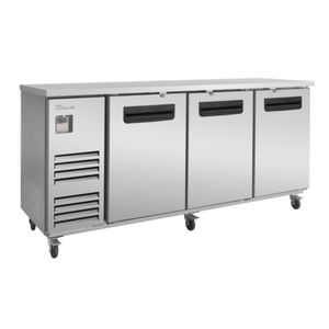 Blue Air BLBB90-4S-HC 90" Solid 3-Door Stainless Steel Refrigerated Back Bar Cabinet