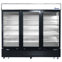 Atosa MCF8728GR 81.9-Inch 3-Door Glass Display Freezer, Black Exterior - 68 Cu. Ft.