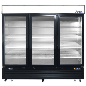 Atosa MCF8728GR 81.9-Inch 3-Door Glass Display Freezer, Black Exterior - 68 Cu. Ft.