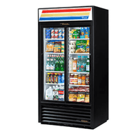 True GDM-33-HC-LD 39.5" 2-Sliding Door Display Refrigerator in Black