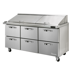 Blue Air BLMT72-D6-HC 72-Inch Six-Drawer Mega Top Sandwich Prep Table