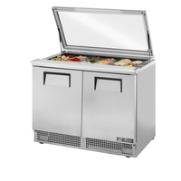 True TFP-48-18M-HC~FGLID 48" Mega Top Refrigerated Prep Table with Glass Lid