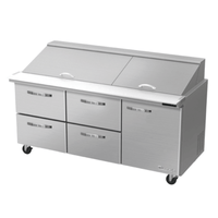 Blue Air BLMT72-D4LM-HC 72-Inch Mega Top Sandwich Prep Table with 4 Drawers
