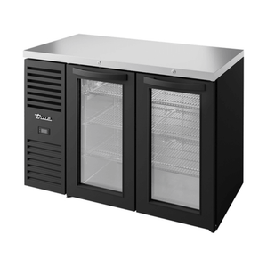 True TBR48-RISZ1-L-B-GG-1 48" Black 2-Door Refrigerated Back Bar Cabinet